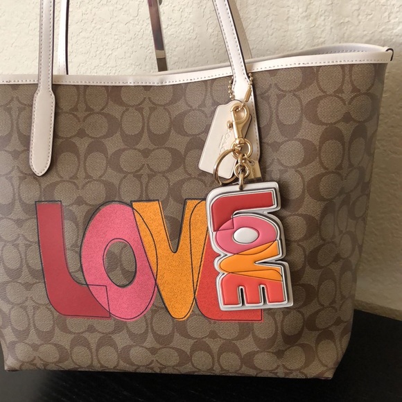 Coach City Tote In Signature Canvas With Love Print